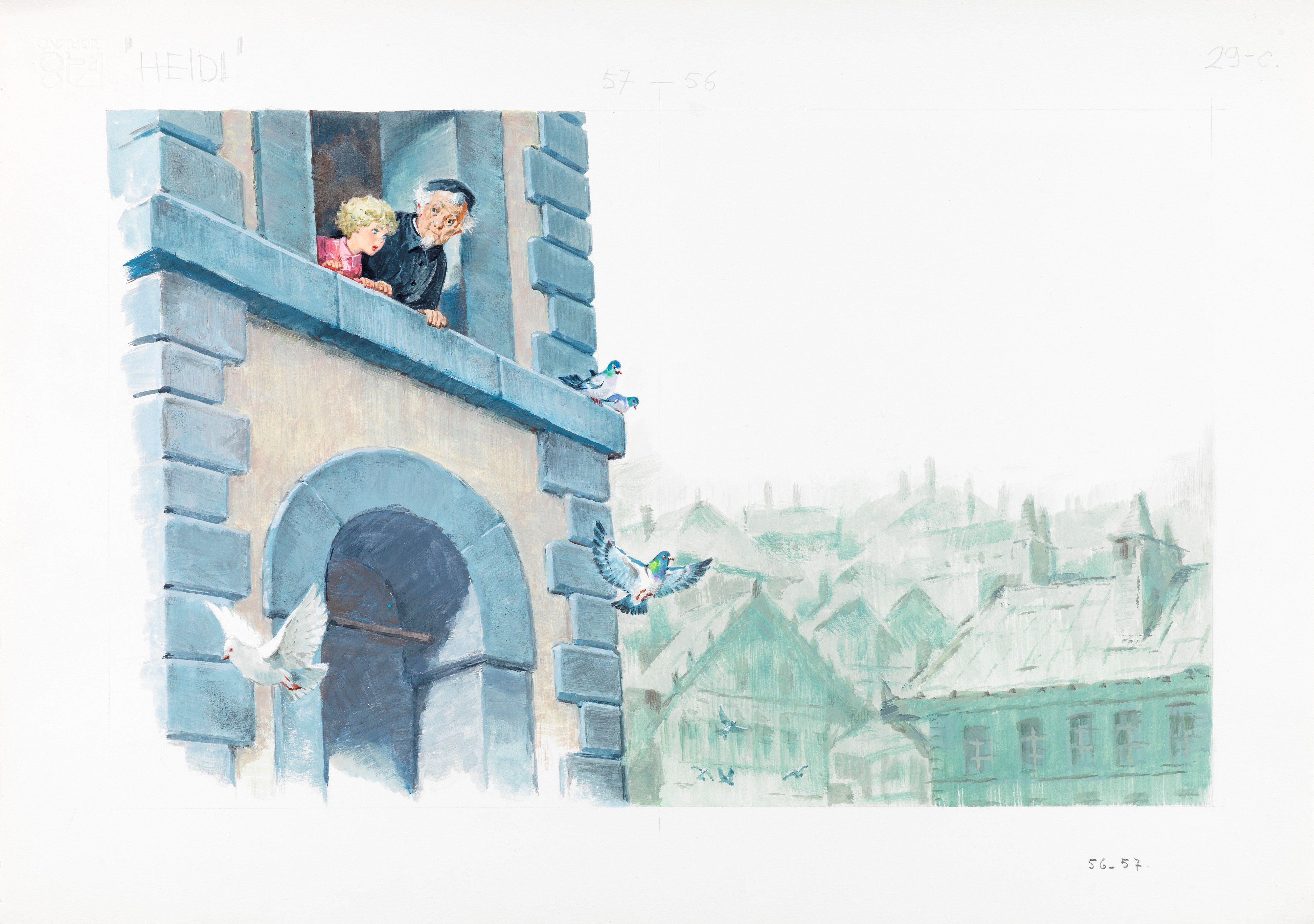 Libico Maraja - Illustrazioni originali per «Heidi» (tredici tavole), tempera su cartoncino