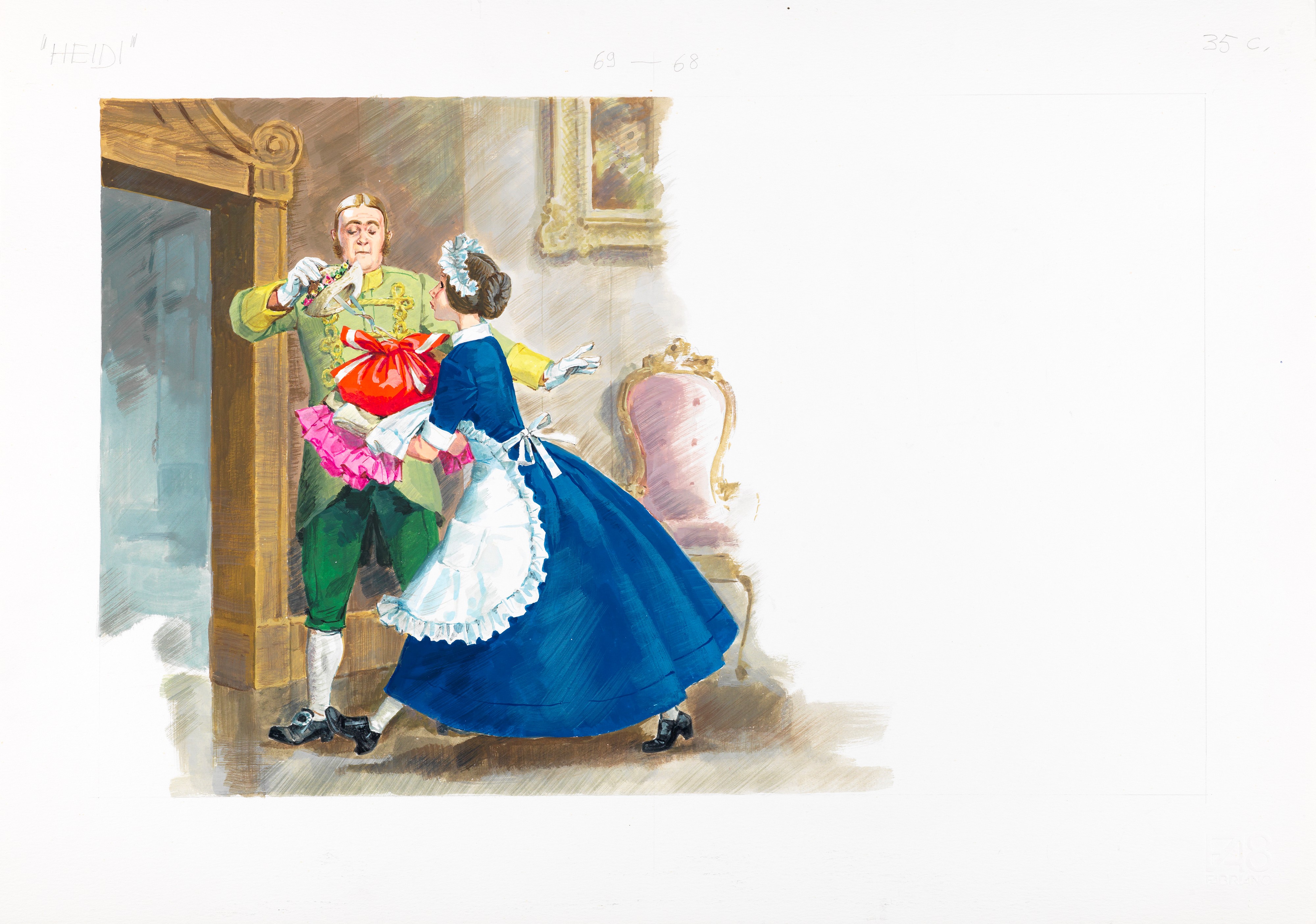 Libico Maraja - Illustrazioni originali per «Heidi» (tredici tavole), tempera su cartoncino