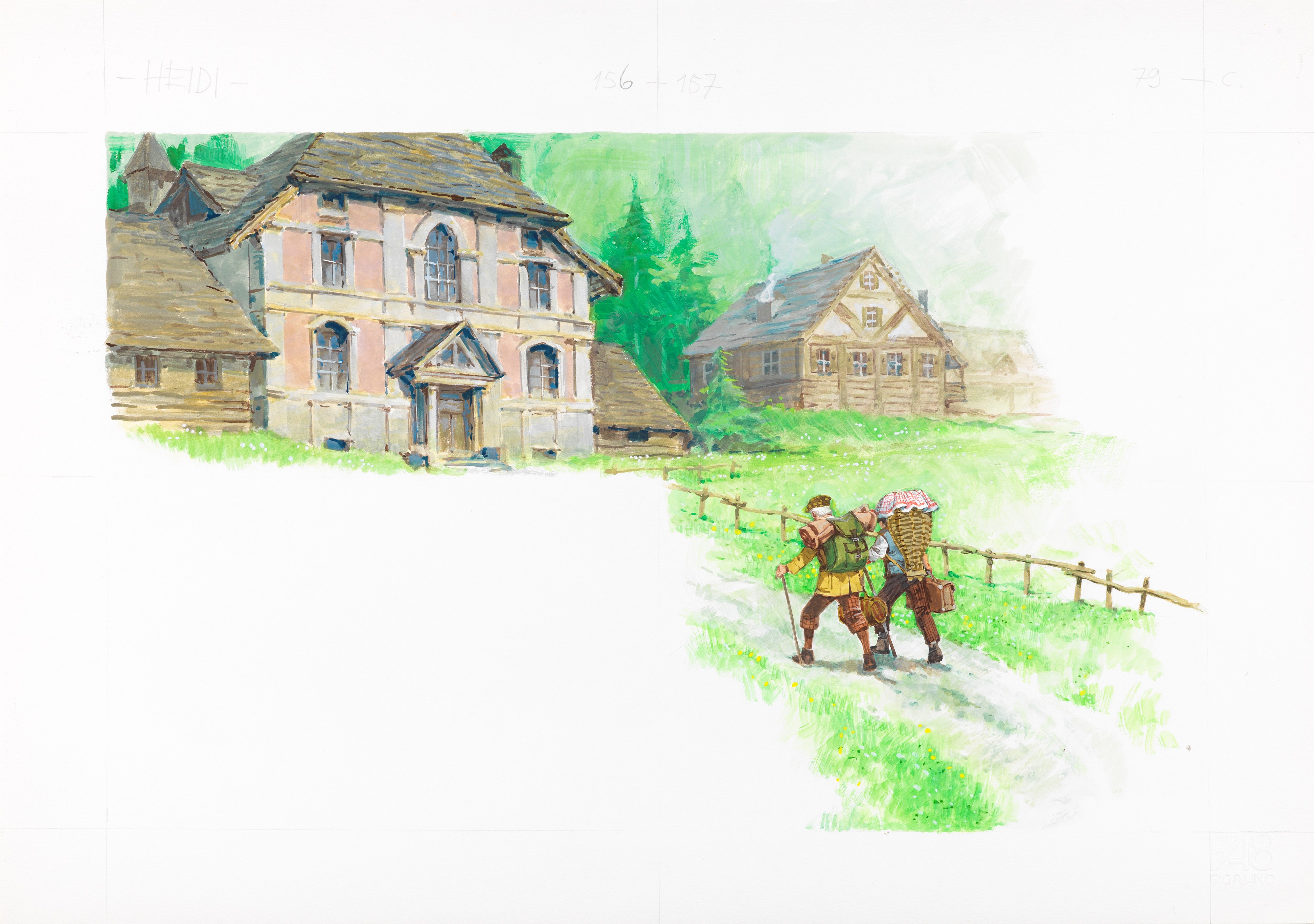 Libico Maraja - Illustrazioni originali per «Heidi» (tredici tavole), tempera su cartoncino