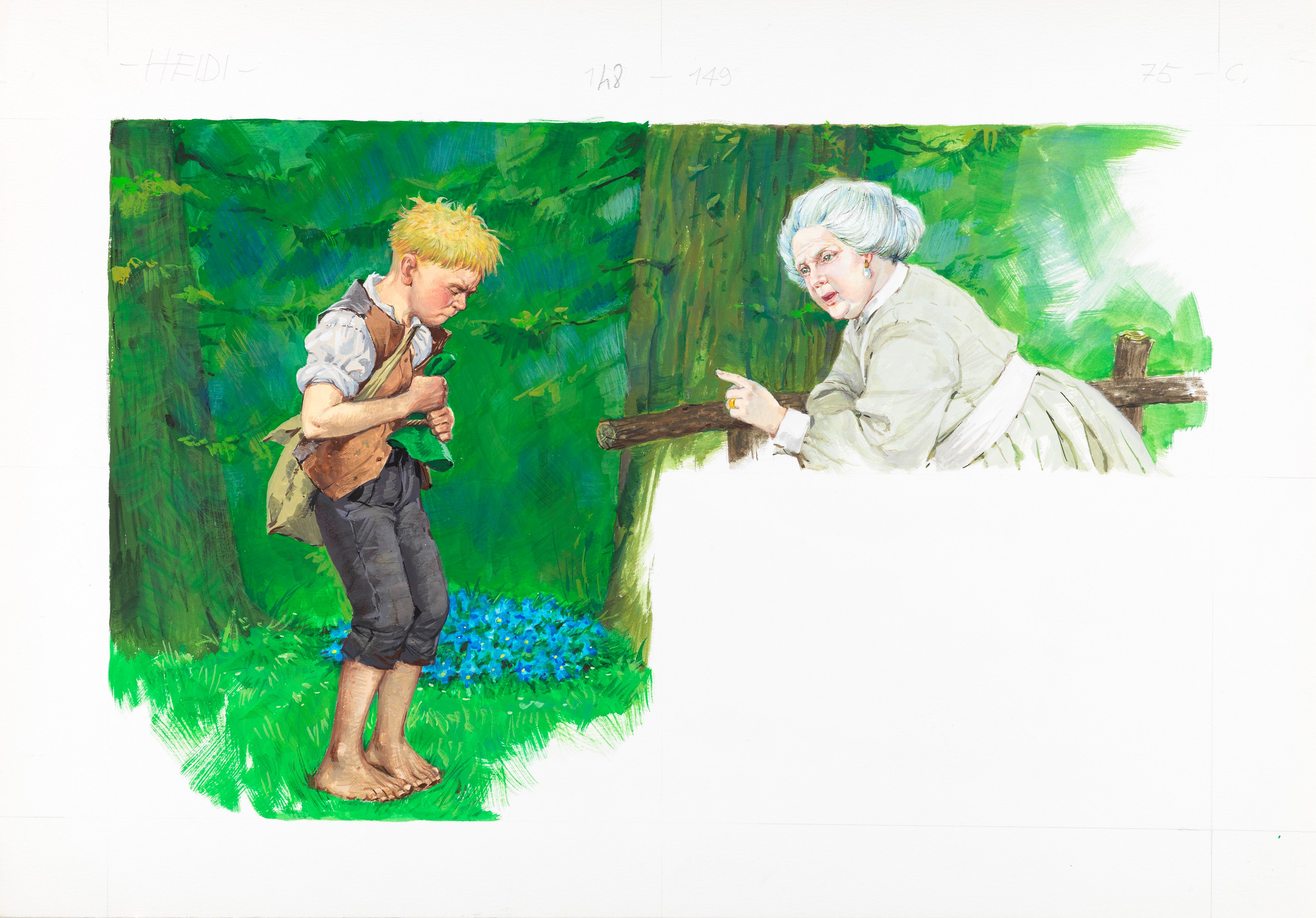 Libico Maraja - Illustrazioni originali per «Heidi» (tredici tavole), tempera su cartoncino