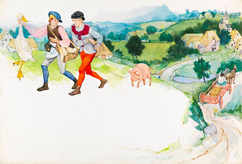 Sergio (romano Rizzato) - Fortunato Giannetto, tempera e acquerello su cartone (1967)