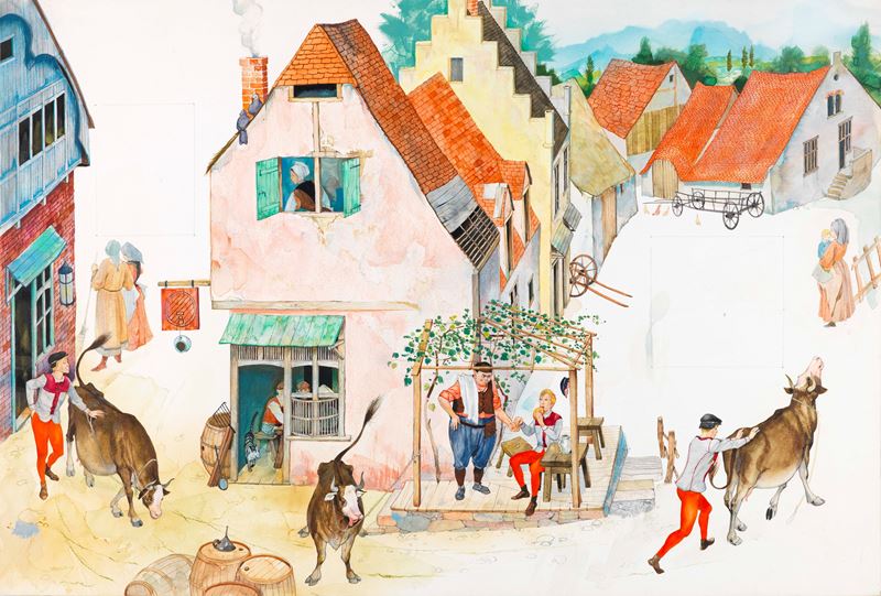 Sergio (romano Rizzato) - Illustrazione per la fiaba “Giannetto Fortunato”, tempera e acquerello ...