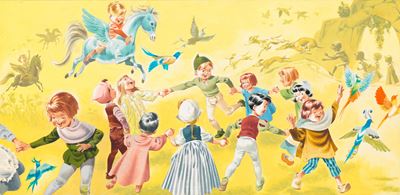 Lupatelli, Il piffero magico (illustrazione originale), tempera su cartone, 1964