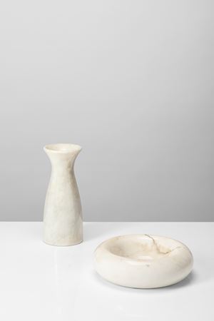 White marble vase and holder
