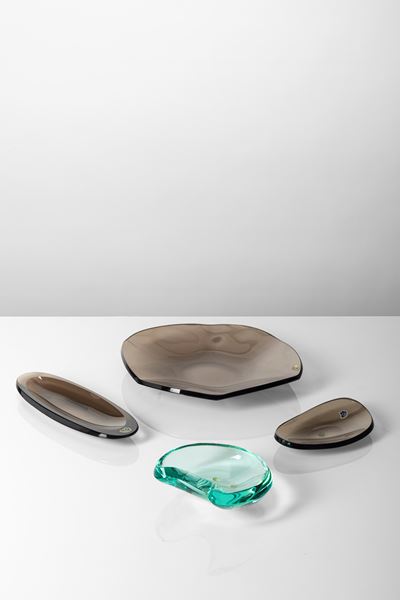 Set di quattro svuotatasche, vetro molato (Cristal Art) – 1960 circa