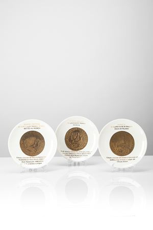 Three plates from the 'Monete del Ducato di Milano' series 