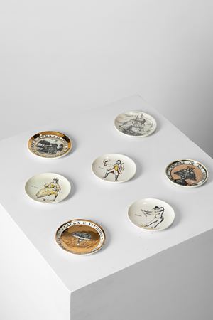 Set of six saucers from different series