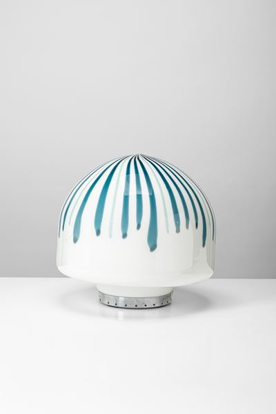 Lampada da tavolo, vetro e ottone nichelato (1960 circa)
