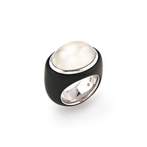 Ring with hard stone and wood