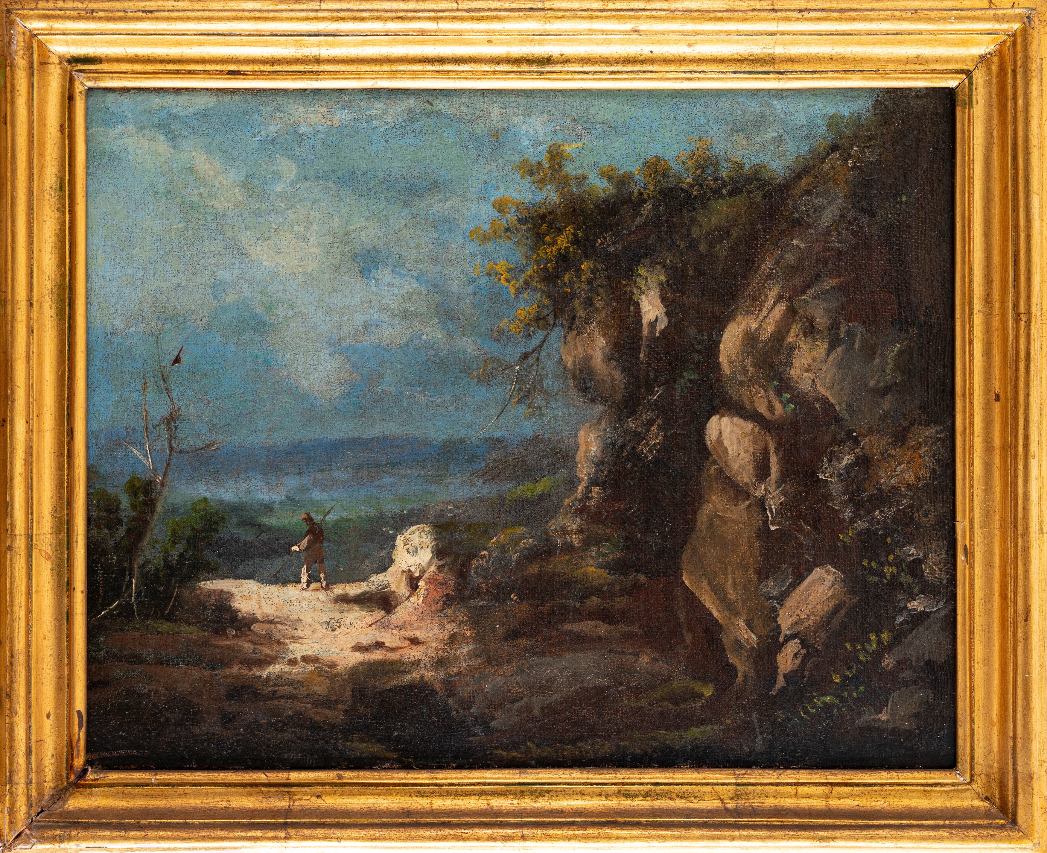 Scuola Italiana, Secolo XVIII - Cacciatore in un paesaggio, olio su tela