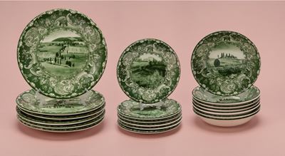 Arcucci Home, Servizio di piatti in ceramica stampata “Bolgheri” nei toni del verde (42 pezzi)