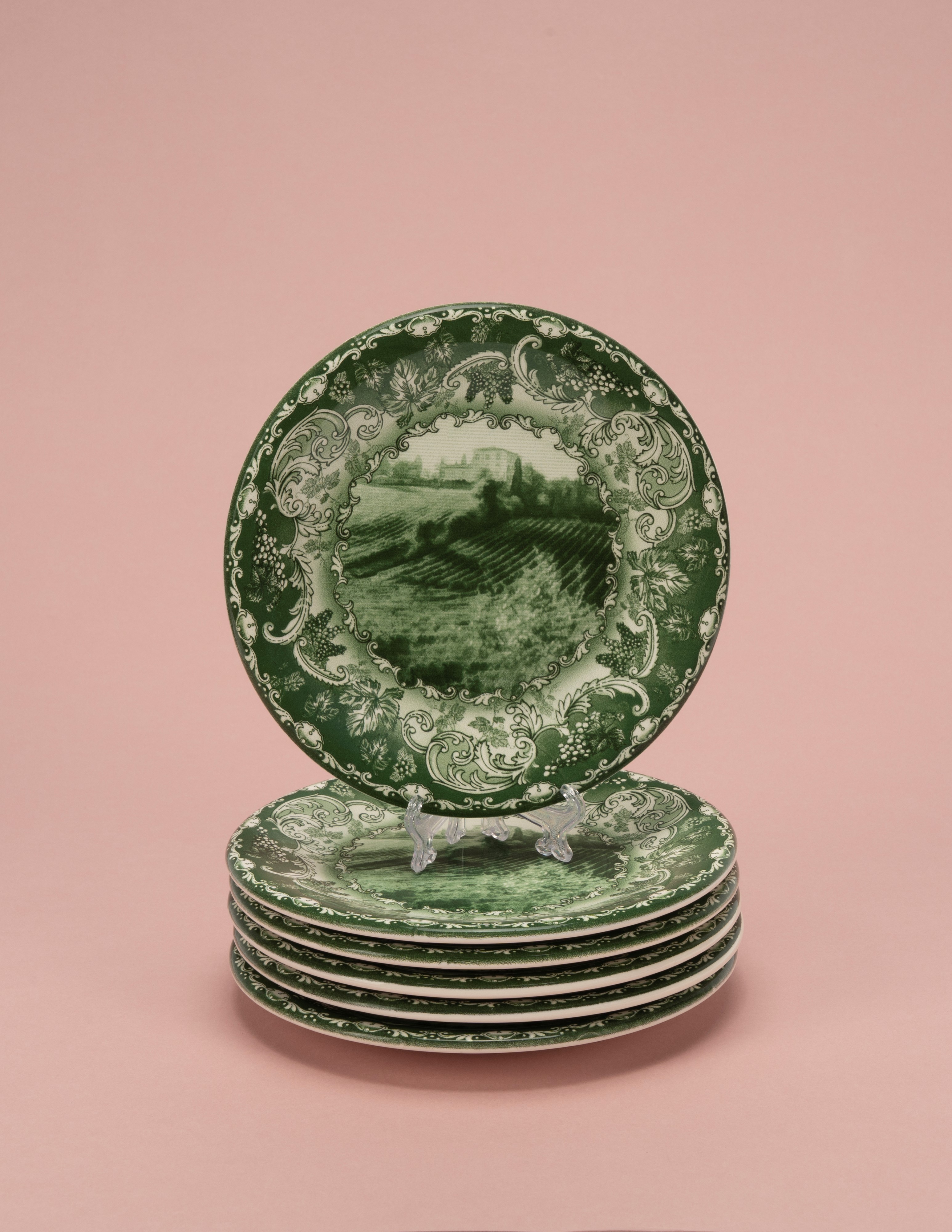 Arcucci Home, Servizio di piatti in ceramica stampata “Bolgheri” nei toni del verde (42 pezzi)