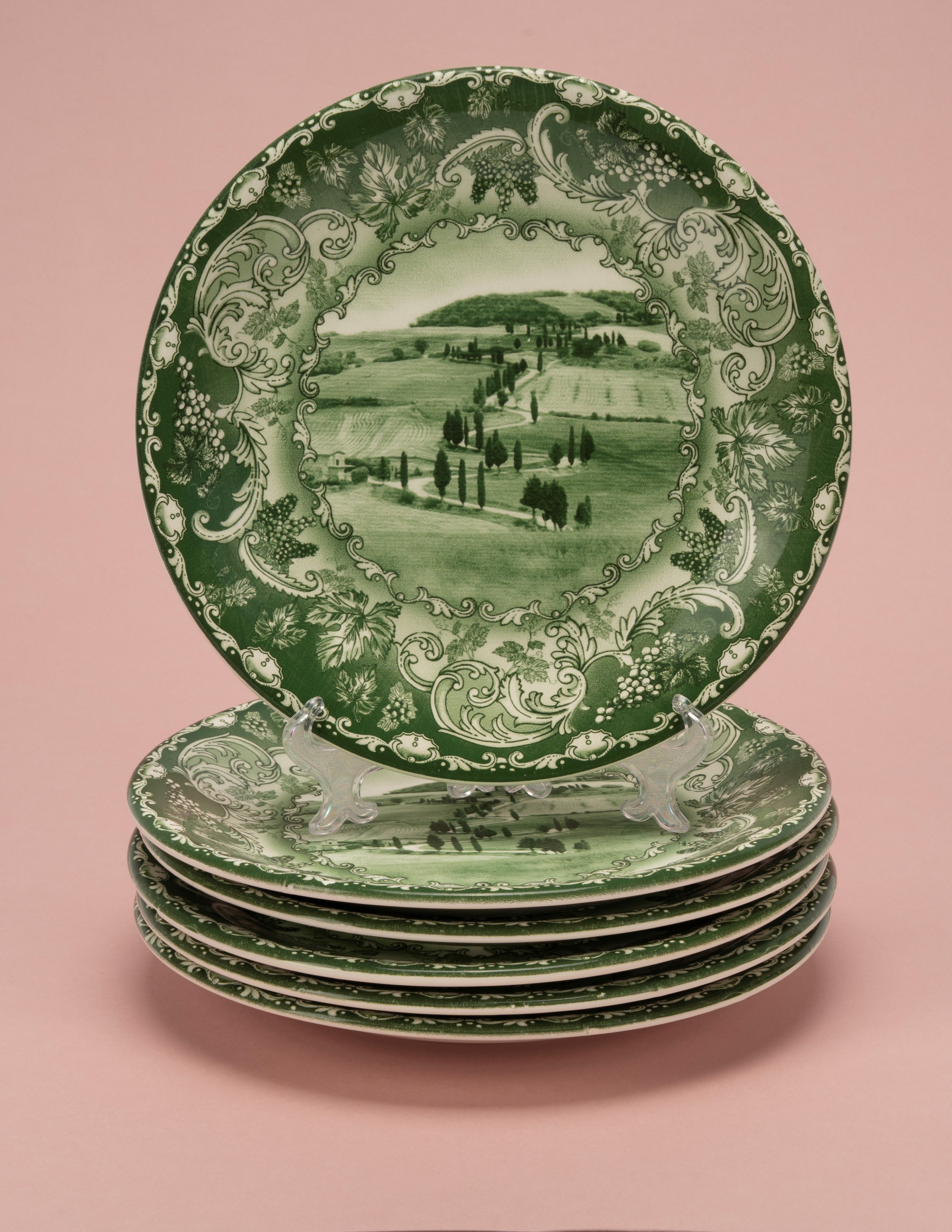 Arcucci Home, Servizio di piatti in ceramica stampata “Bolgheri” nei toni del verde (42 pezzi)