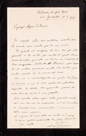 Capuana, Luigi - Lettera autografa