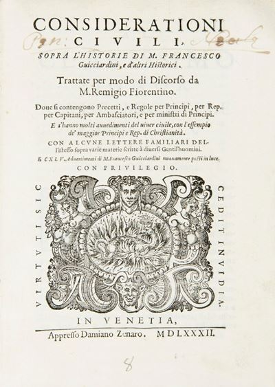 Considerationi Civili Sopra L'historie di M. Francesco Guicciardini e D'altri Historici