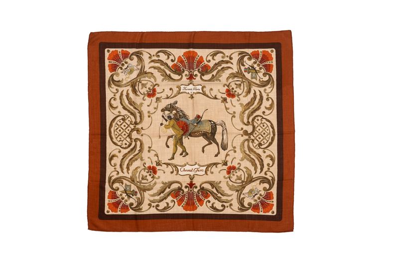 Hermès - Christiane Vauzelles, Foulard “Cheval Turc” in cachemire e seta