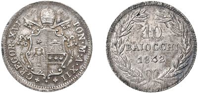 10 baiocchi 1842 (an. XII), Bologna — argento