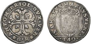 ANTONIO PRIULI, doge XCIV (1618 - 1623) – Scudo della croce da 140 soldi, sigle GR, Venezia.