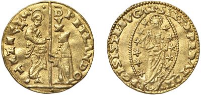 Pietro Lando, Doge LXXVIII di Venezia (1539–1545), Zecchino in oro con San Marco e Redentore