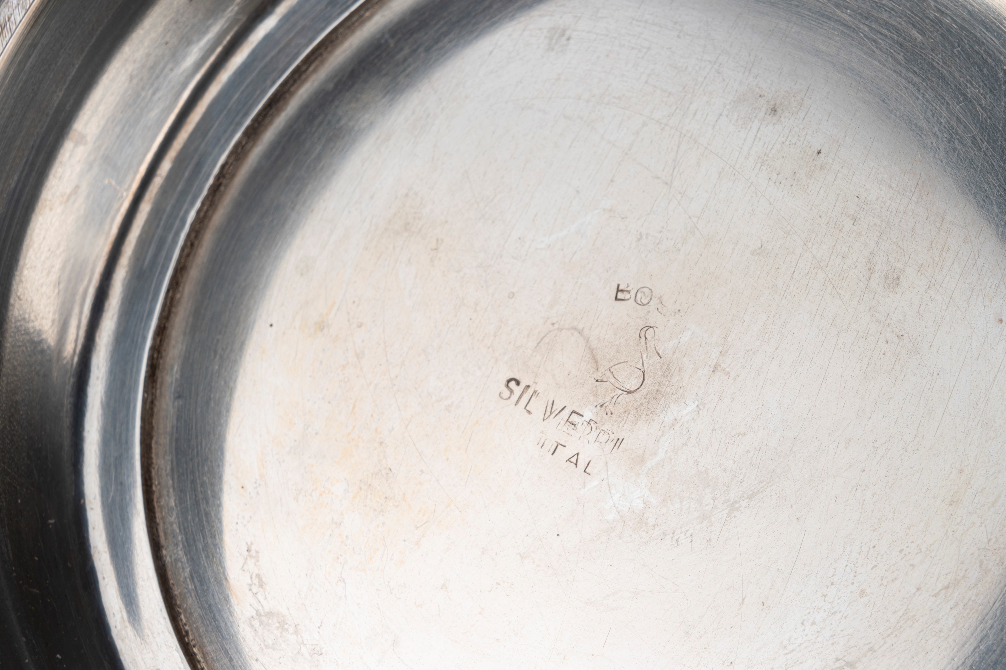 Zuppiera in silver plate, con vassoio