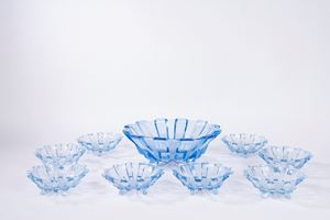 Servizio da macedonia Dec&ograve; in vetro azzurro,