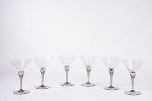 Servizio da sei calici da Martini in vetro