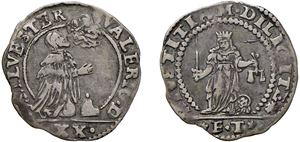 SILVESTRO VALIER, doge CIX (1694-1700) - Liretta da 20 soldi, sigle FT, Venezia.