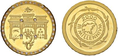 Medaglia Aurea Limited 2000, dedicata all’Asia, oro 14,75 g con quaranta diamanti