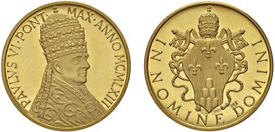 Paolo VI (Giovanni Battista Montini), Medaglia di emissione privata in oro (1963)