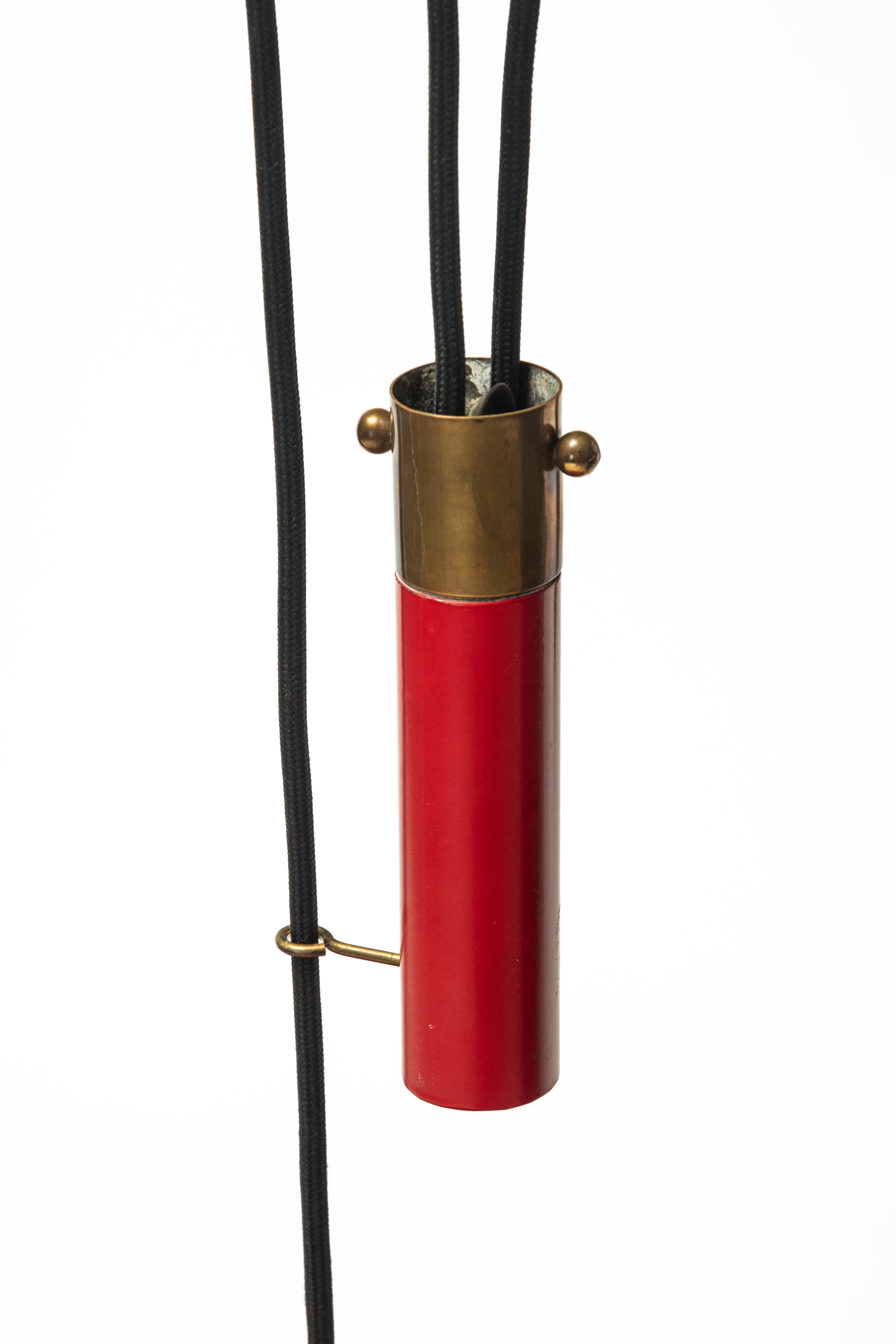 Manifattura Italiana - Lampadario regolabile, alluminio laccato e ottone (Italia), 1950 circa