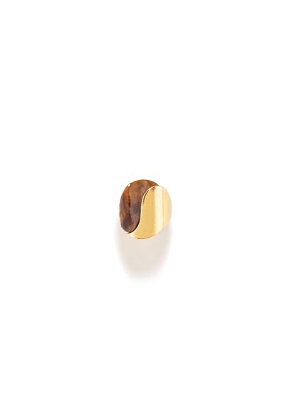 Anello con ambra in oro giallo 18k