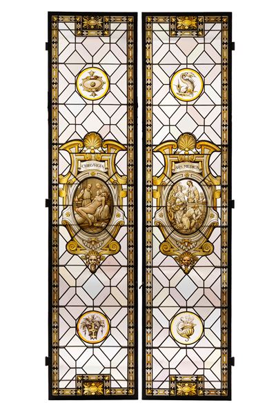 De Matteis (Firenze), Coppia di vetrate dipinte con Allegorie della Chirurgia e dell’Ars Medica, ...