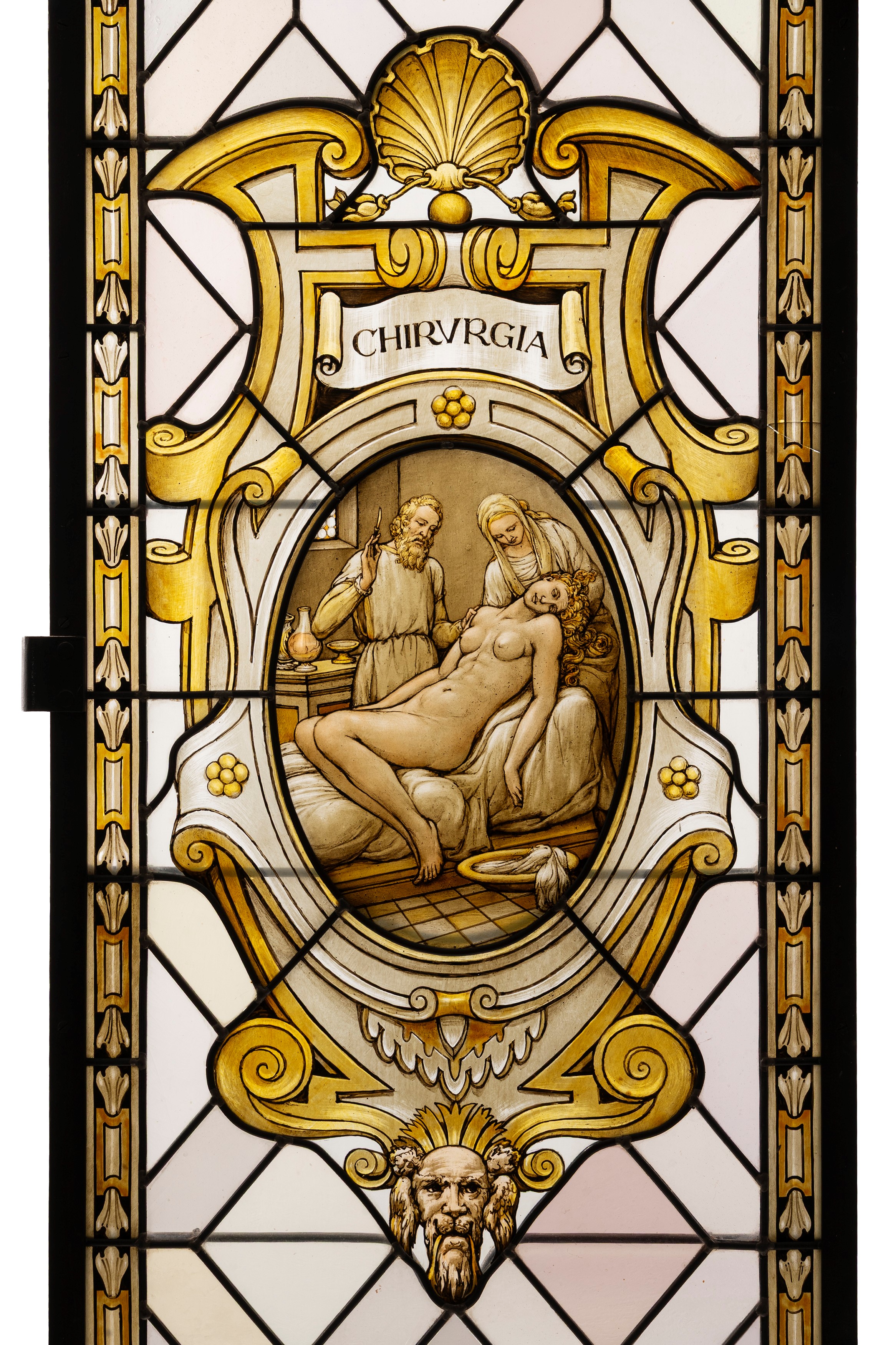 De Matteis (Firenze), Coppia di vetrate dipinte con Allegorie della Chirurgia e dell’Ars Medica, ...