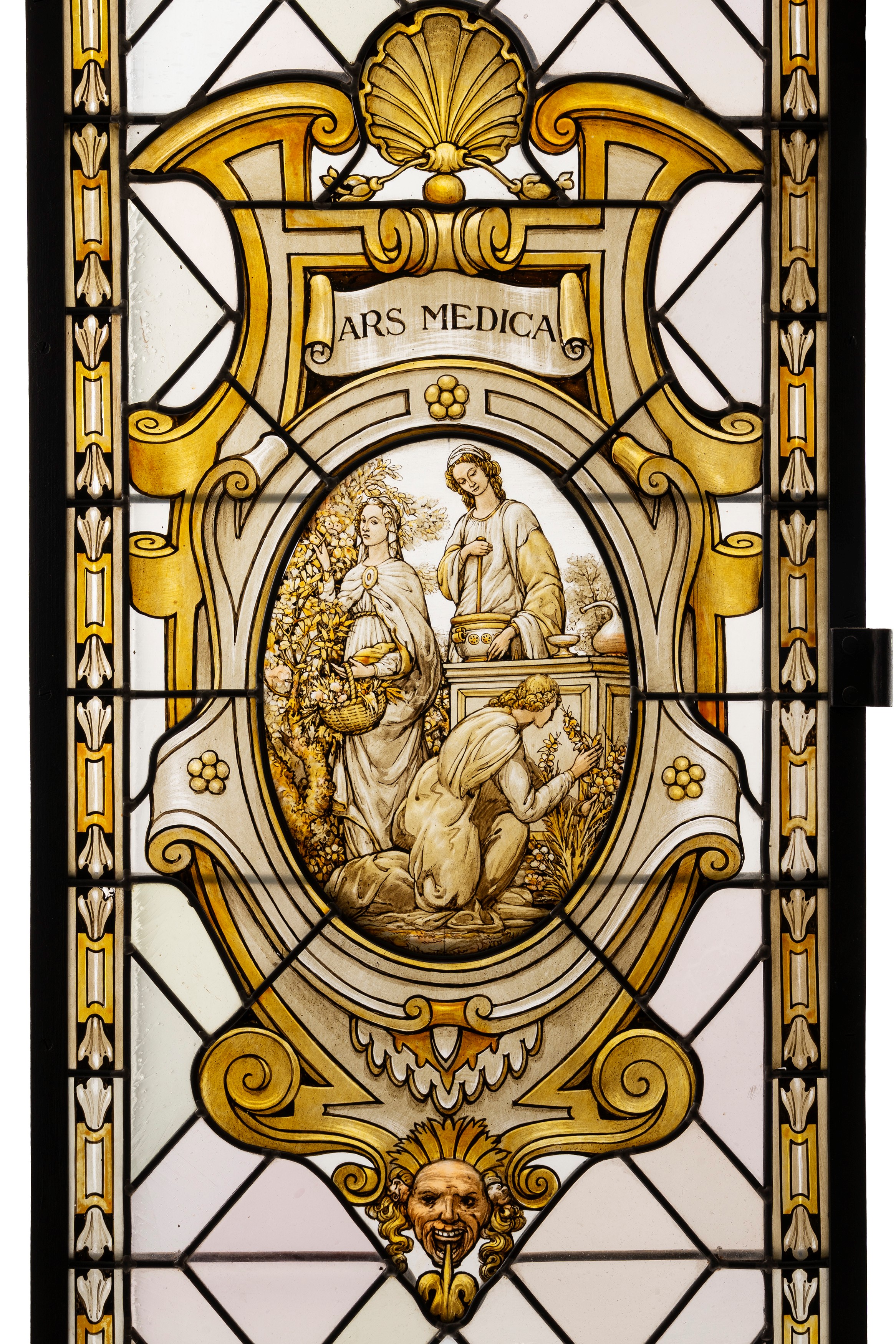 De Matteis (Firenze), Coppia di vetrate dipinte con Allegorie della Chirurgia e dell’Ars Medica, ...