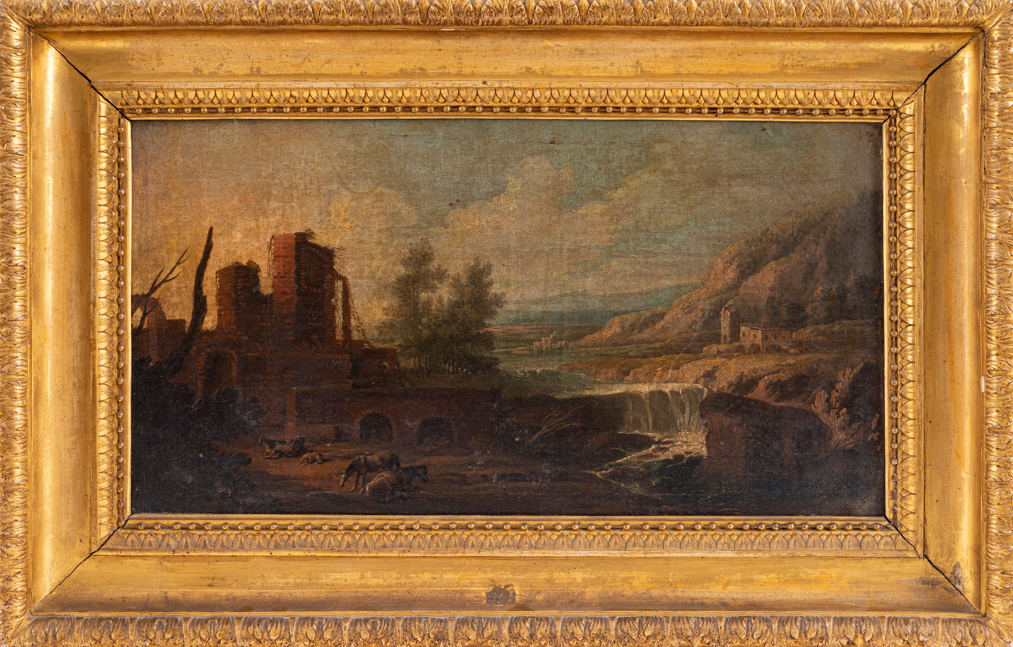 Scuola Dell'italia Centrale, Secolo XVII - Paesaggio con armenti, olio su tela