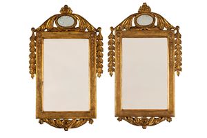 Coppia di specchiere in legno intagliato e dorato, secolo XIX