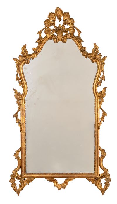 Specchiera in stile rococò, legno intagliato e dorato, secolo XIX