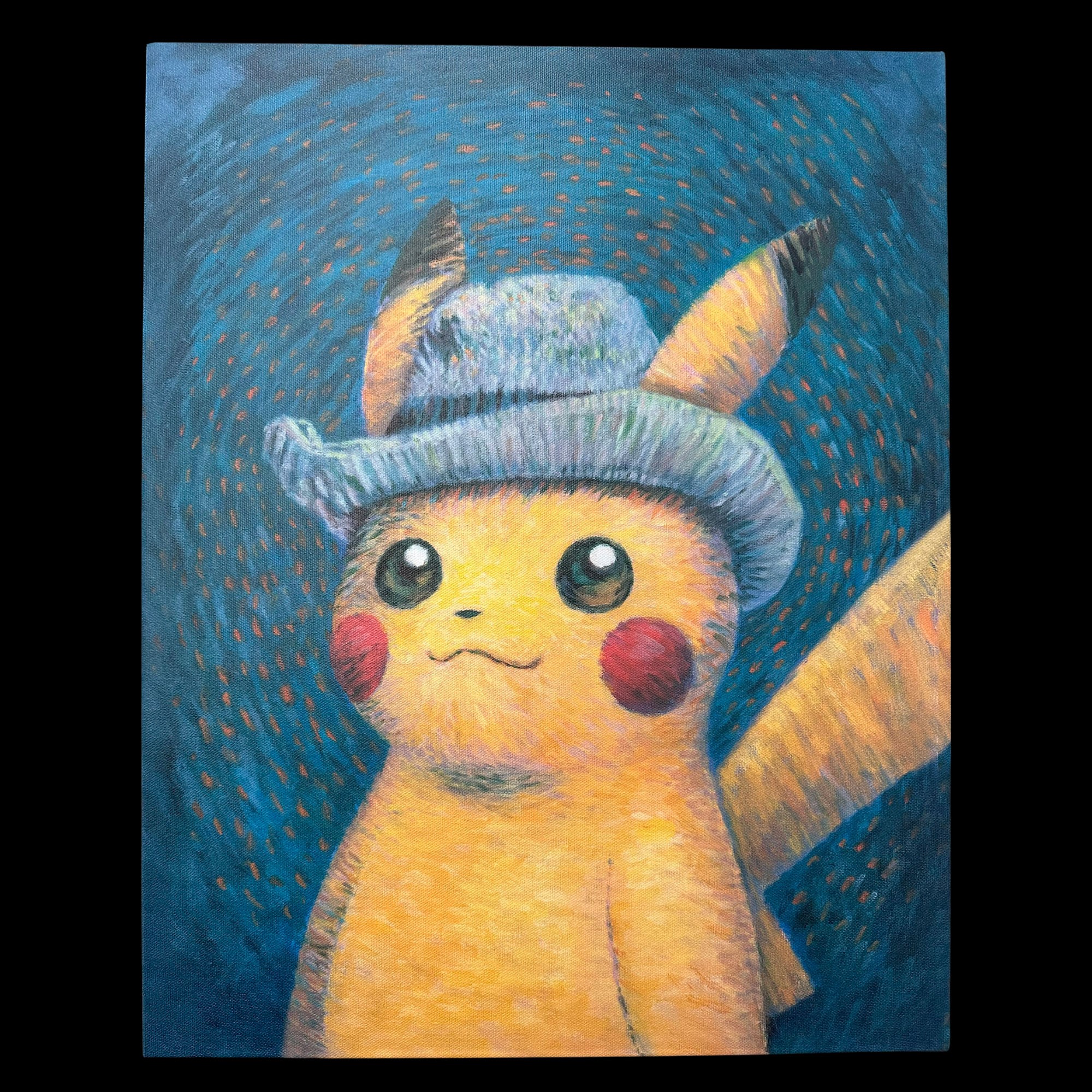 Lotto promozionale Pokémon, Pikachu con cappello in feltro grigio (carta), tela e plush