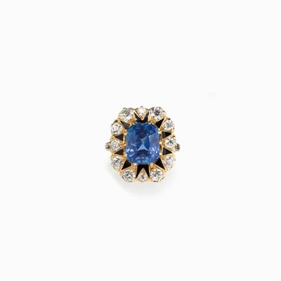 Anello in Zaffiro e Diamanti in Oro Gial