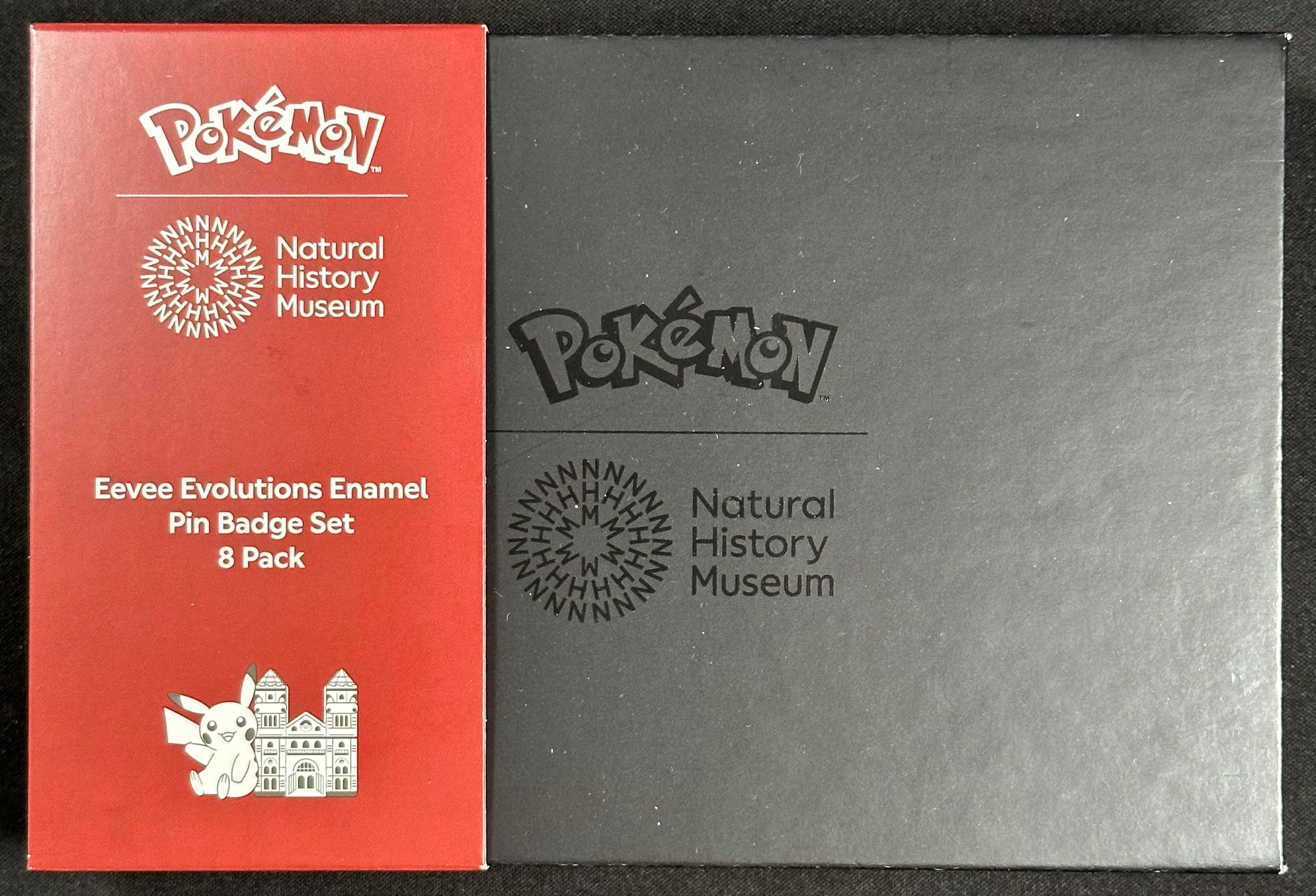 Set completo di pin Pokémon Eeveelutions per Natural History Museum, Original Box