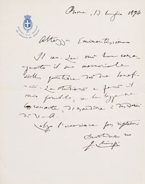 Crispi, Francesco - Lettera