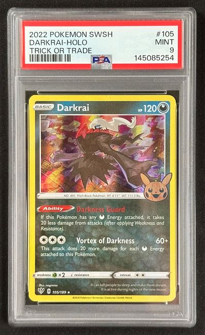 Darkrai, Trick or Trade (2022) — Carta Pokémon inglese olografica, PSA 9