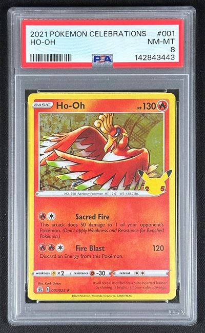 Ho-Oh, Pokémon Gran Festa (Celebrations) 2021, carta in inglese #001, PSA 8