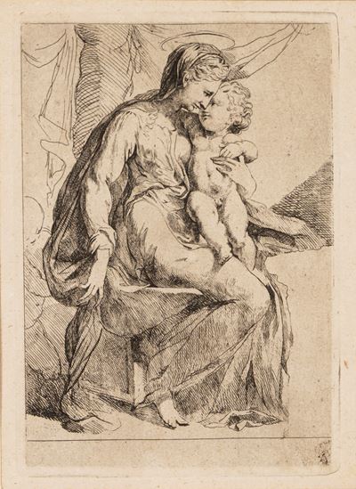 Incisione in puntasecca, Madonna con bambino