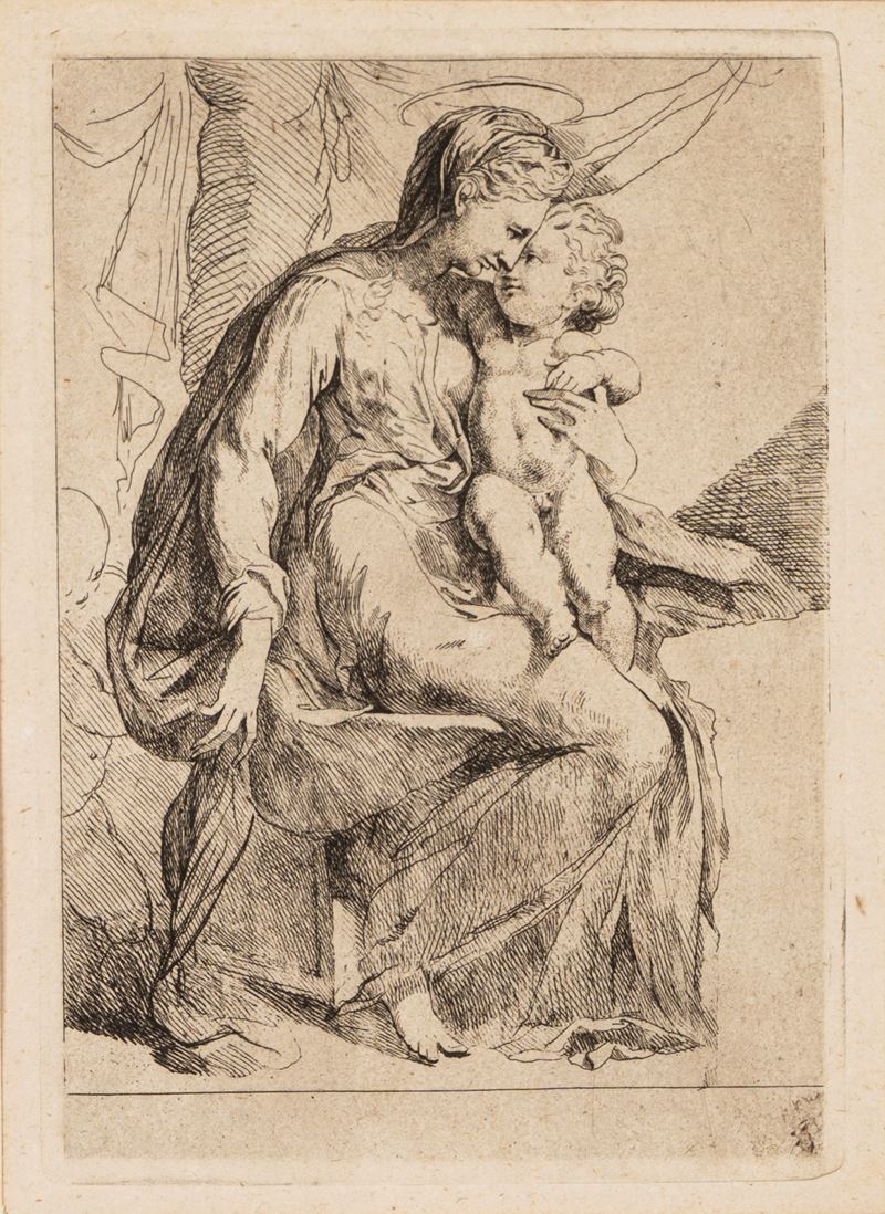 Incisione in puntasecca, Madonna con bambino