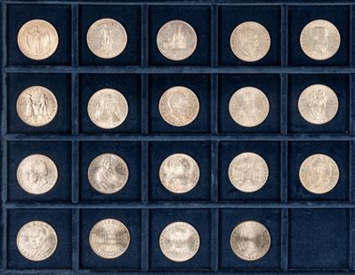 Raccolta completa, Giro completo delle 19 monete da 25 schilling (1955/1973), Austria (Seconda Re...