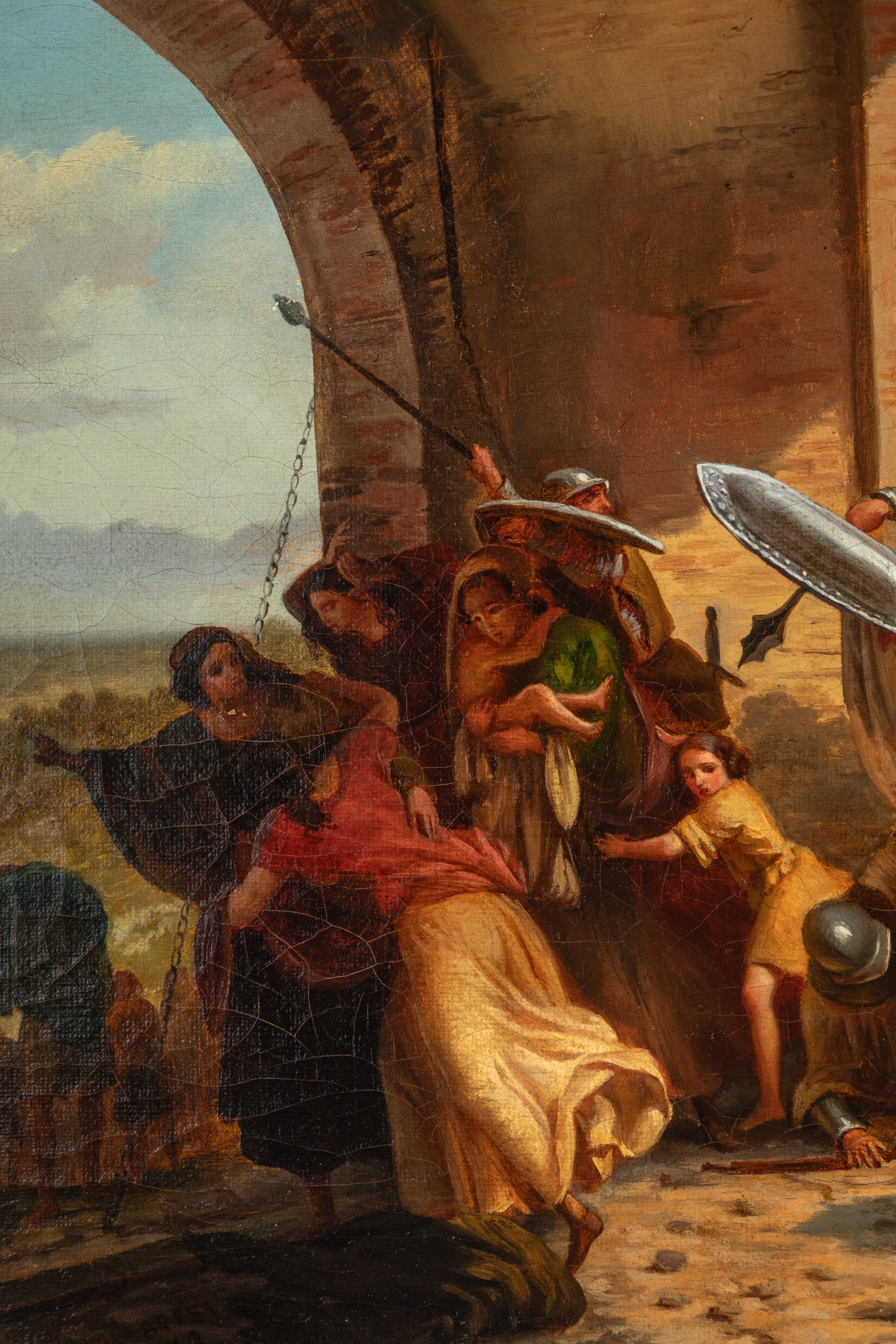 Scuola Italiana, Secolo XIX - Maffei, La presa della città, olio su tela