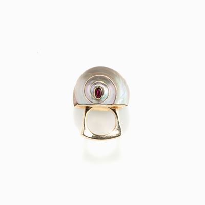 Anello con Conchiglie e Tormaline con Mo