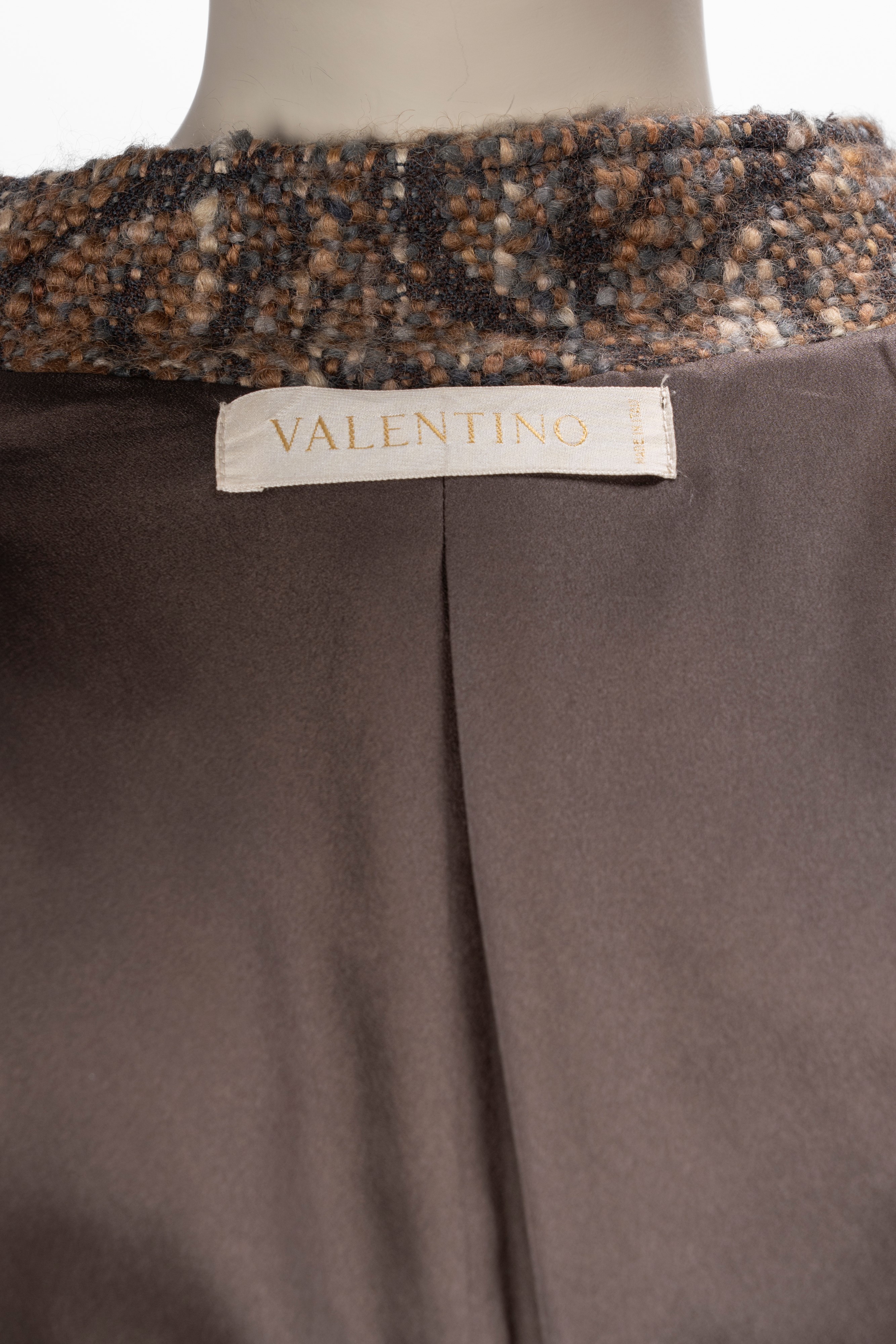 Valentino - Giacca in lana bouclé con applicazioni in camoscio