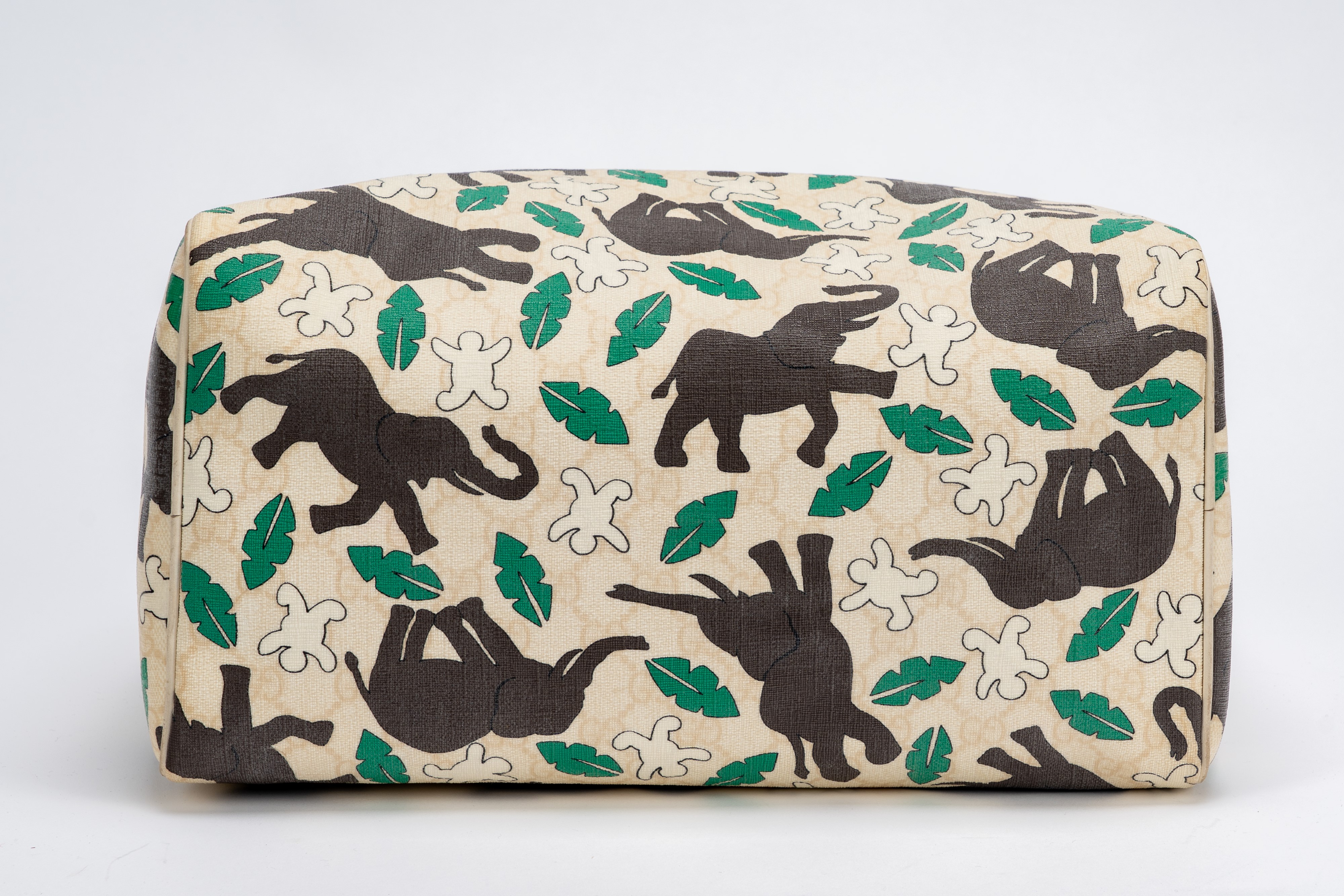 Gucci - Borsa Boston, stampa elefanti su tela ecrù